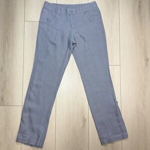 Cynthia Rowley Gray 100% Linen Pants US 4 Low Rise Wide Leg Minimalist Chic